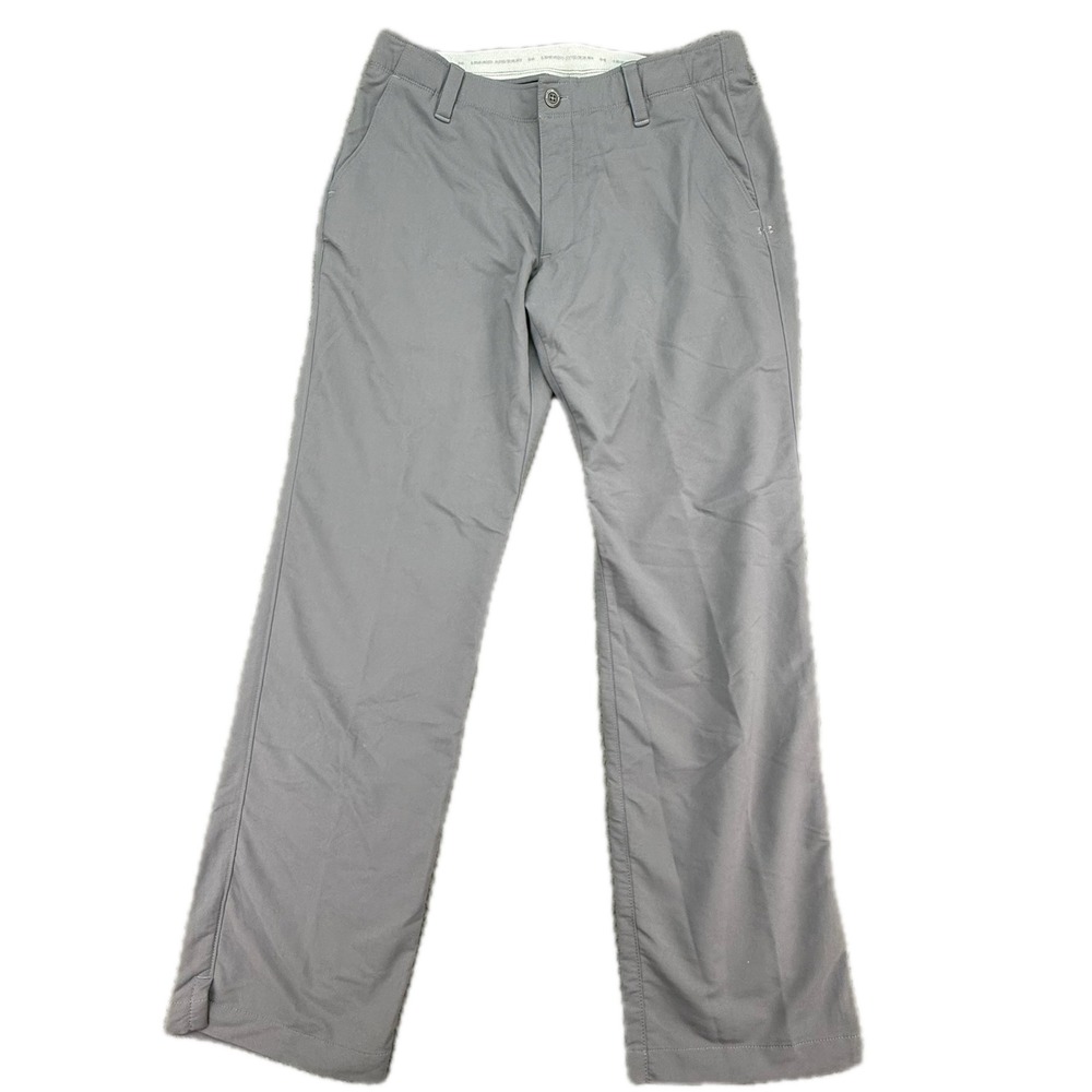 Under Armour Golf Pants Mens 36x32 Gray Loose Fit Flat Front Performance Trouser